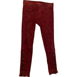 Rag & Bone Jean Womens Mid Rise Skinny Leg Leather Suede Pants Wine Size 27